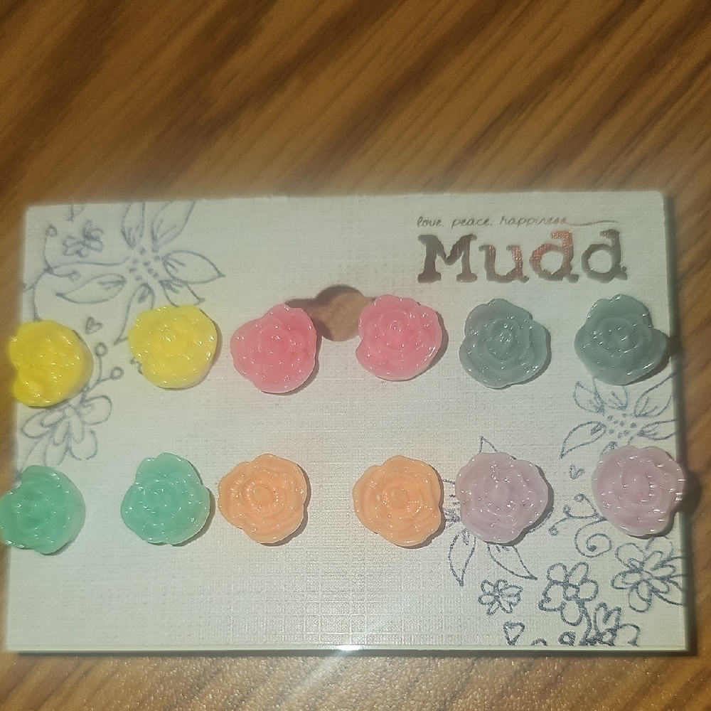 Mudd Multicolor Floral Earrings Set-6 Pairs